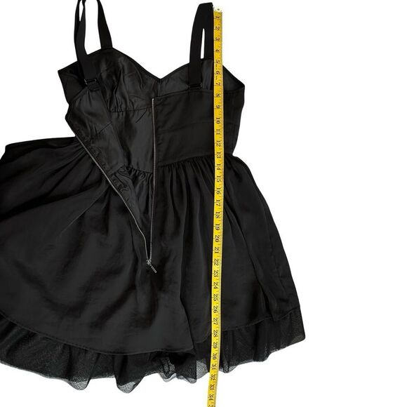 FEMME by DKNY Jeans Black Embellished Waist Satin Mini Dress Size Medium - Picture 11 of 13